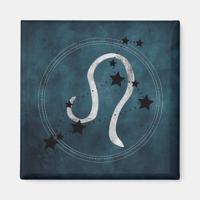 Leo den Lejona zodiacin Black & silver Magnet (Framsidan)