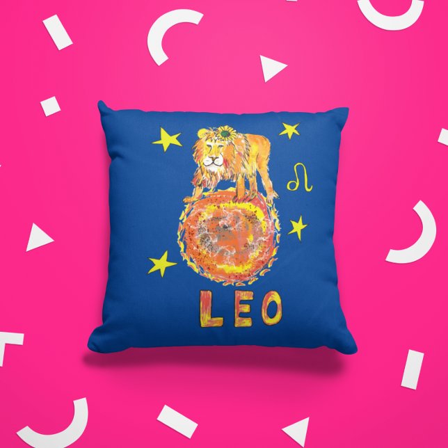 Leo, det Lejona stjärntecknet zodiac, storkatt i a Kudde (Skapare uppladdad)