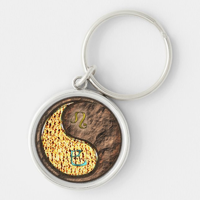Leo & Earth Snake Rund Silverfärgad Nyckelring (Framsidan)