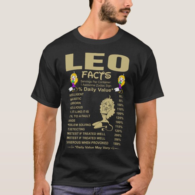 Leo Facts Tshirt T Shirt (Framsida)
