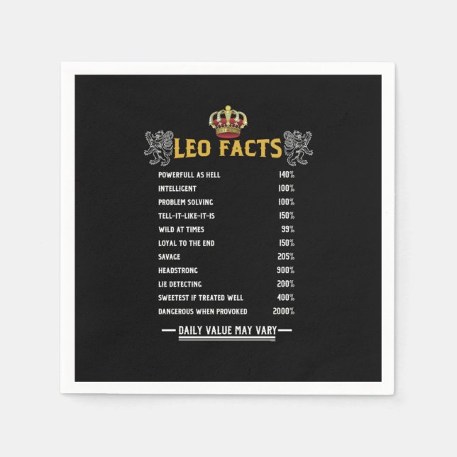 Leo Facts Zodiac Sign Horoscope Astrology Gifts Pappersservett (Framsidan)