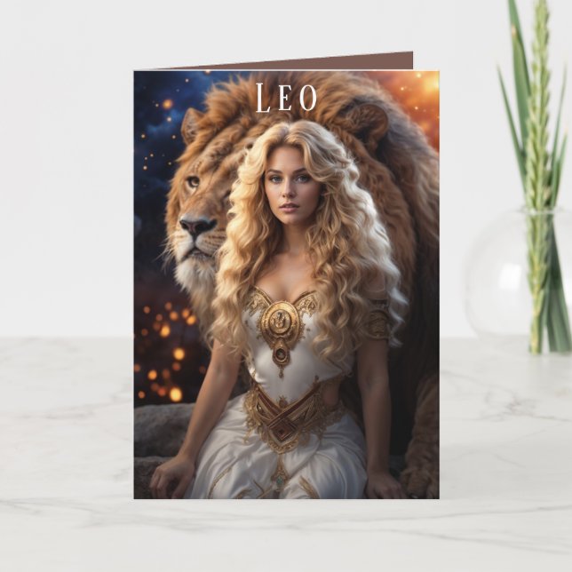 Leo Female Birthday Card Helgkort (Framsida)