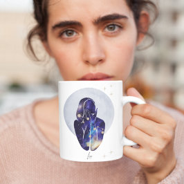 Leo Feminint Blått Zodiakdesign Kaffemugg