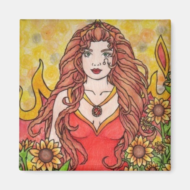 Leo Fire Goddess Magnet (Framsidan)