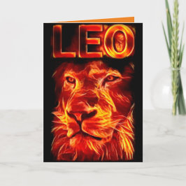 Leo Fire Sign Lejon Birthday Kort