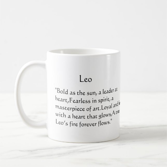 Leo födelsedagspresstext zodiac-skjorta kaffemugg (Vänster)