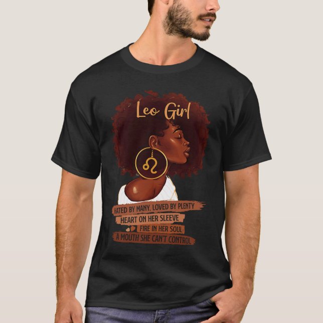 Leo Girl   For Black Women Melanin Afro Queen T Shirt (Framsida)