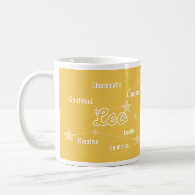 Leo Golden Watercolor Astrology Zodiac Sign Mugg (Vänster)