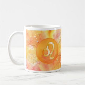 Leo Golden Watercolour Astrologi Zodiak Tecken Mug Kaffemugg