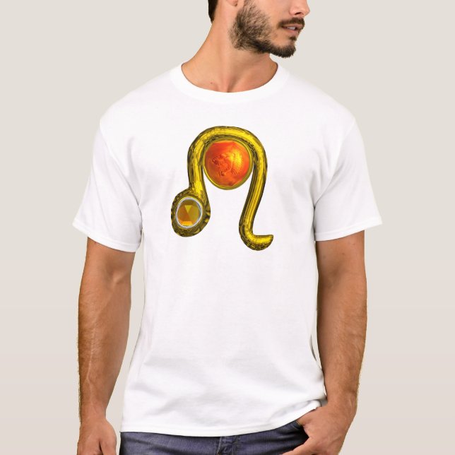 LEO, Golden, Zodoac Birthday Jewel T-shirt (Framsida)