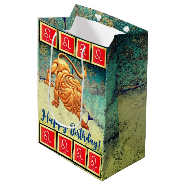 Leo - Grattis på födelsedagen Medium Gift Bag (Framsidan Vinklad)