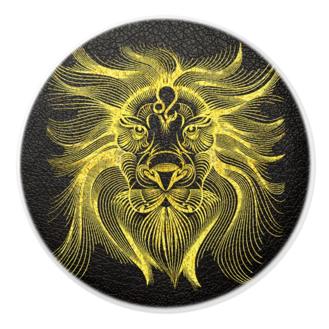 Leo Guld på läder Knopp (Framsidan)