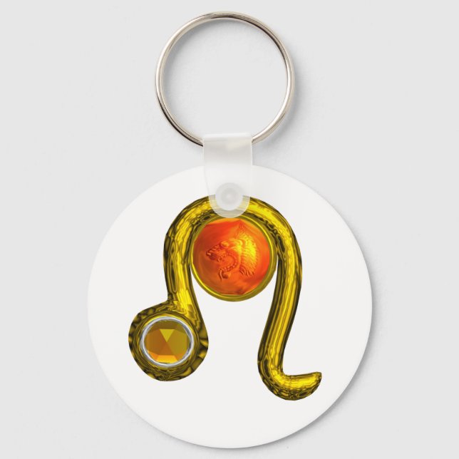 LEO GULD ZODIAC BIRTHDAY JEWEL Astrology Nyckelring (Framsida)
