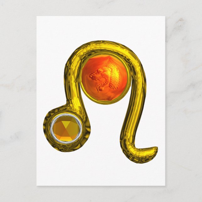 LEO GULD ZODIAC BIRTHDAY JEWEL Astrology Vykort (Framsida)