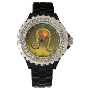 LEO GULD ZODIAC BIRTHDAY JEWEL,Gult,Svart Armbandsur