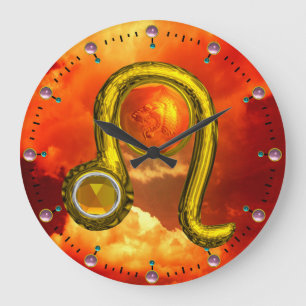 LEO GULD ZODIAC BIRTHDAY JEWEL MED TOPAZ GEMSTONE STOR KLOCKA