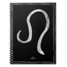 Leo hammered silver stilized astrology symbol anteckningsbok