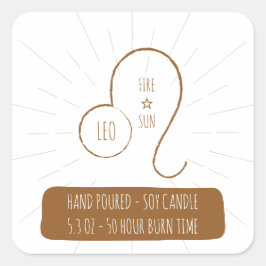 Leo hand Pered Soy Candle Label Fyrkantigt Klistermärke