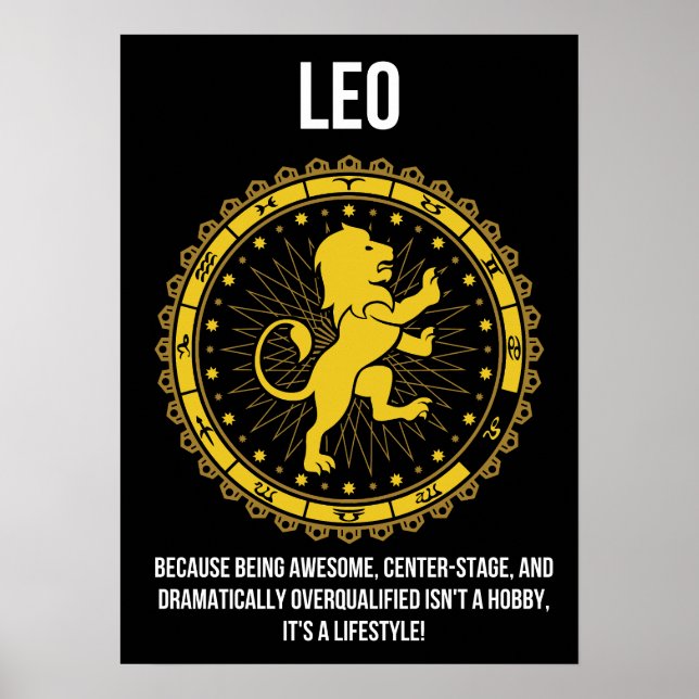 Leo - Horoscope, Funny Zodiac Sign Humor Poster (Framsidan)