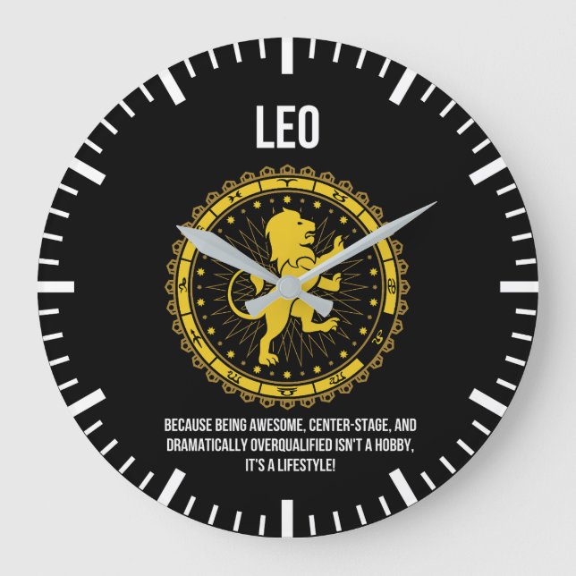 Leo - Horoscope, Funny Zodiac Sign Humor Stor Klocka (Framsida)
