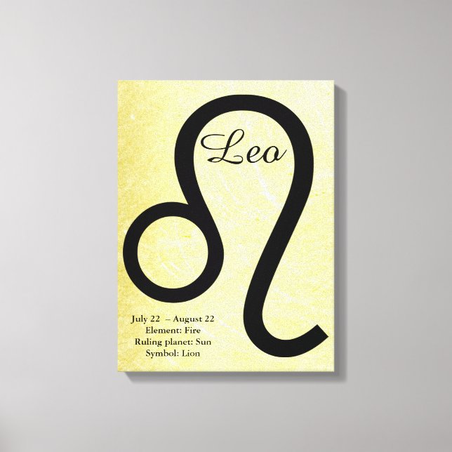 Leo Horoscope Sign Guld och Black Wall Art Canvastryck (Framsida)