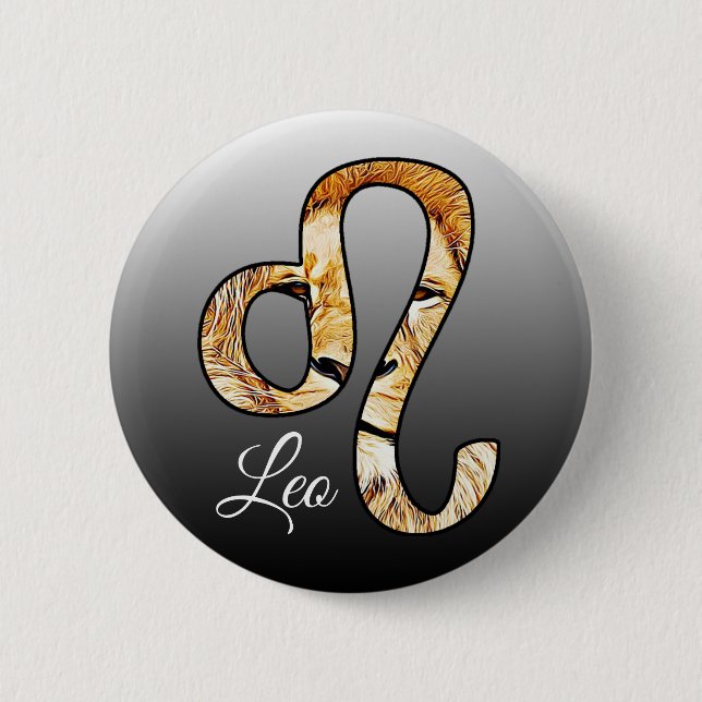 Leo Horoscope Sign Lejon Zodiac-symbolknappar Knapp (Framsida)