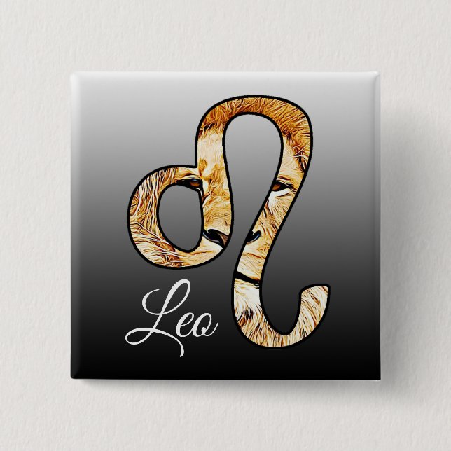 Leo Horoscope Sign Lejon Zodiac-symbolknappar Knapp (Framsida)