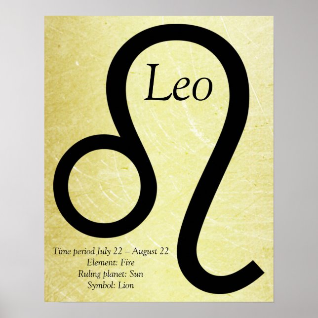 Leo Horoscope Symbol Guld och Black Poster (Framsidan)