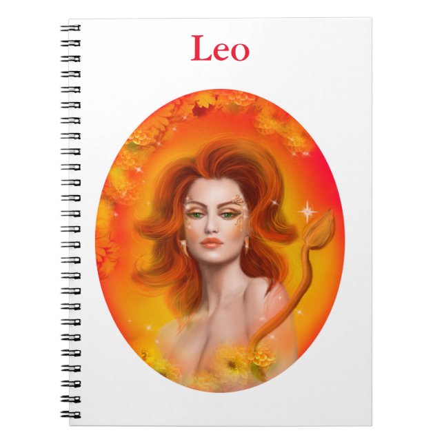 Leo Horoscope Zodiac Fantasy Anteckningsbok Med Spiral (Framsidan)