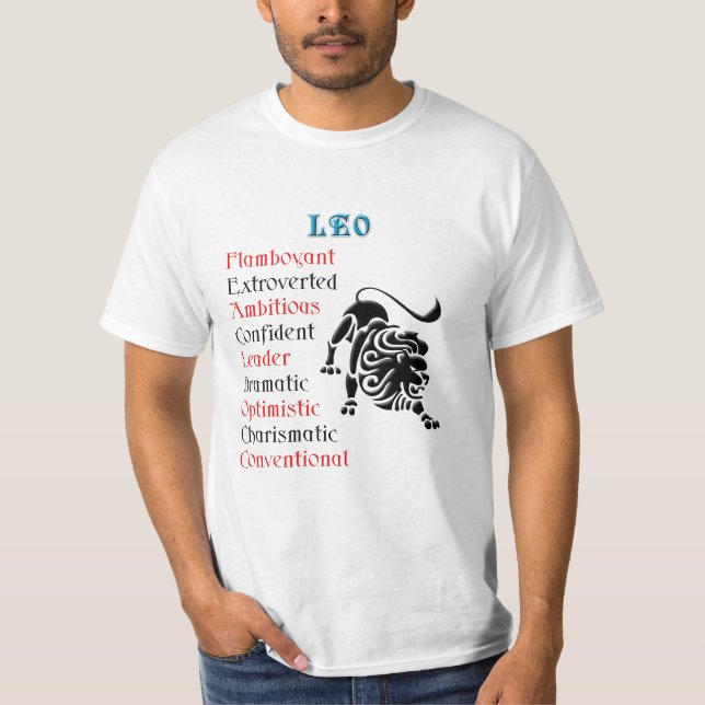 Leo Horoscope Zodiac-tecken T-shirt (Framsida)