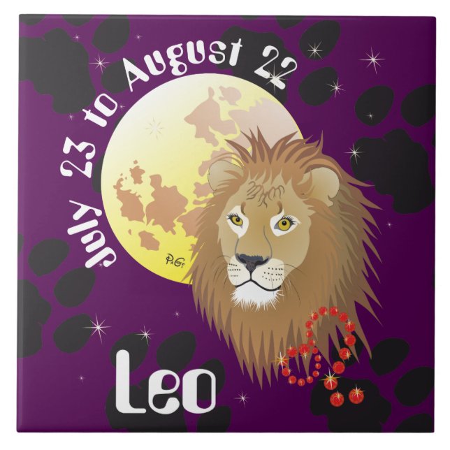 Leo July 23 to August 22 Tile Kakelplatta (Framsidan)
