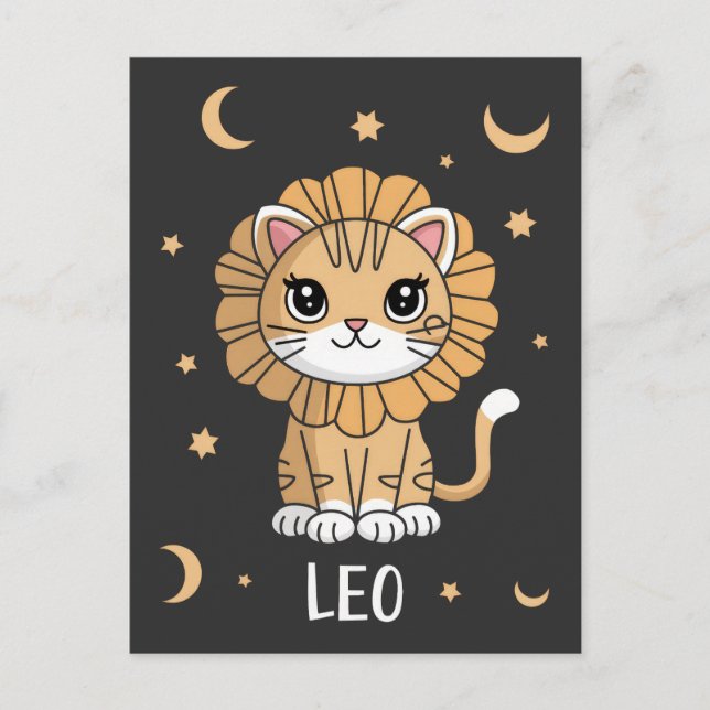 Leo Kitten: en roaring Star Adworthy Leo Zodiac Vykort (Framsida)