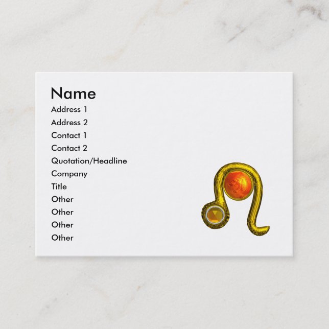 LEO,klarfärgad röd gult topaz Visitkort (Framsida)