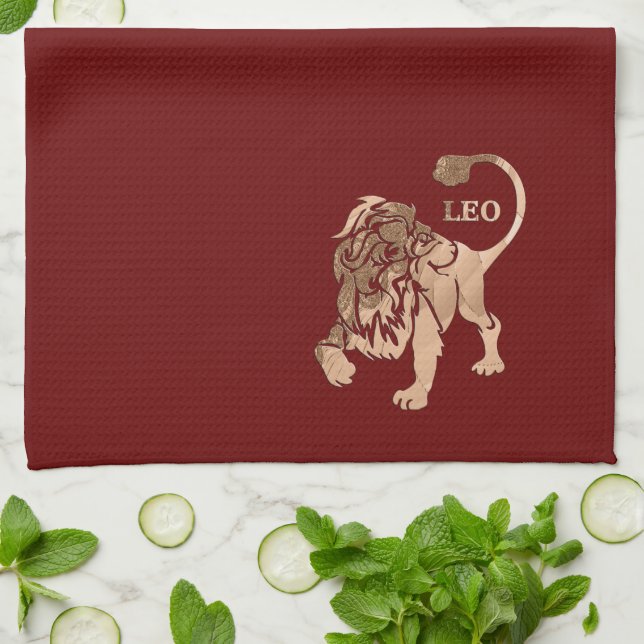 Leo Lejon Brushed Guld RED Zodiac Towel Kökshandduk (Vikta)