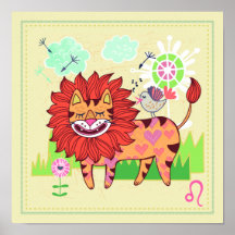 Leo Lejon Cat Zodiac Nursery Print