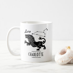 Leo Lejon Constellation Custom Name Birthday Gift Kaffemugg