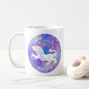 Leo Lejon Constellation Stars Namn Birthday Gift Kaffemugg