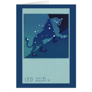 Leo Lejon Constellation Vintage Zodiac Astrology Hälsningskort