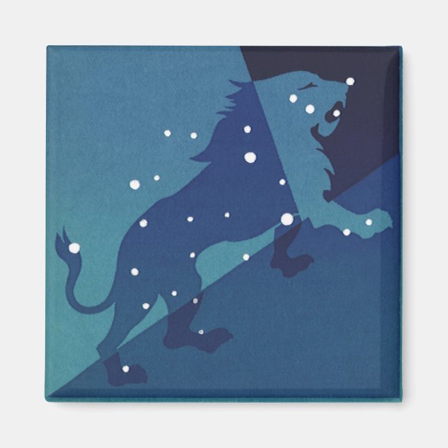 Leo Lejon Constellation Vintage Zodiac Astrology Magnet (Framsidan)