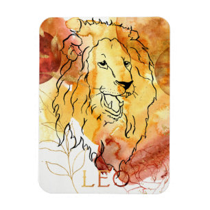 Leo, Lejon födelsedag, zodiac astrology orange red Magnet