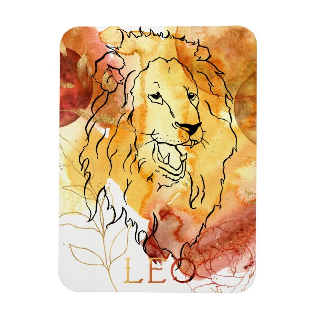 Leo, Lejon födelsedag, zodiac astrology orange red Magnet (Vertikal)