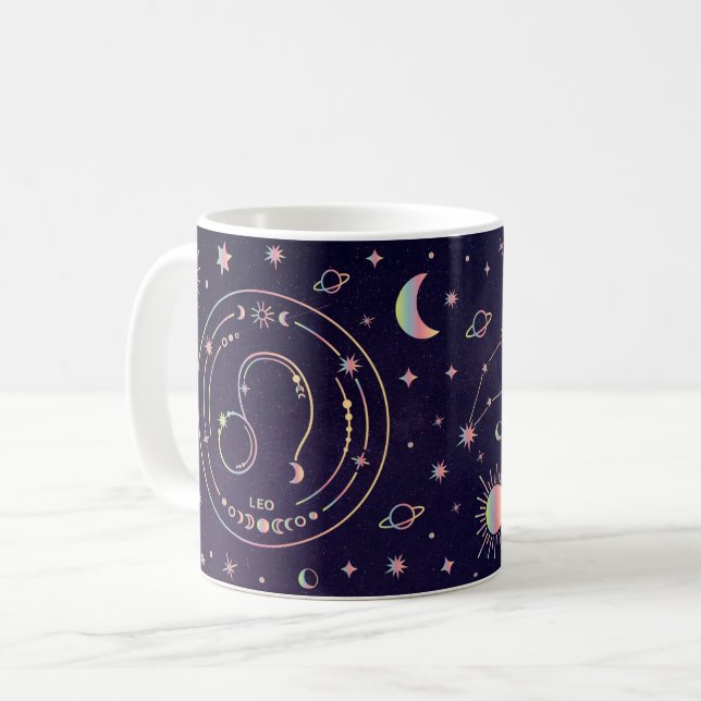 Leo Lejon roligt näringsuppgifter zodiac-konstella Kaffemugg (Framsida vänster)