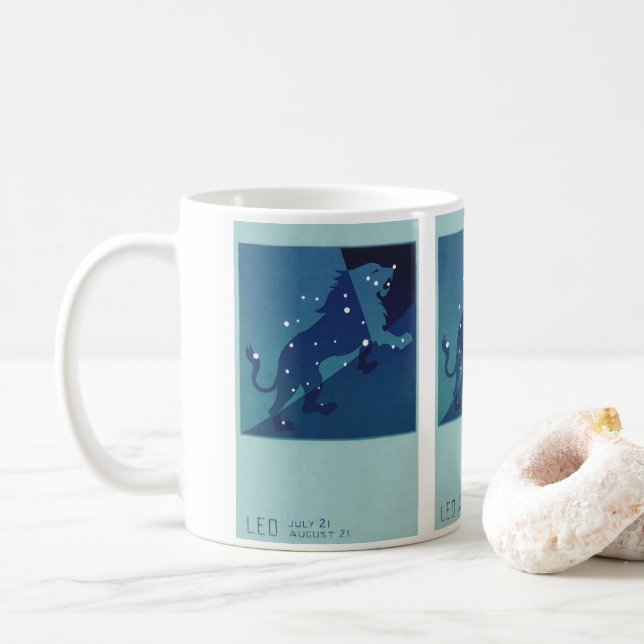 Leo Lejon Stjärnbild Vintage Zodiak Astrologi Kaffemugg (Med munk)