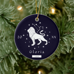 Leo Lejon Symbol Zodiac Birthday Sign Namn & Year Julgransprydnad Keramik