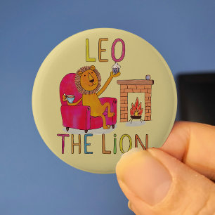 Leo, Lejon, tedrickare, zodiaksöt lejon Button Knapp