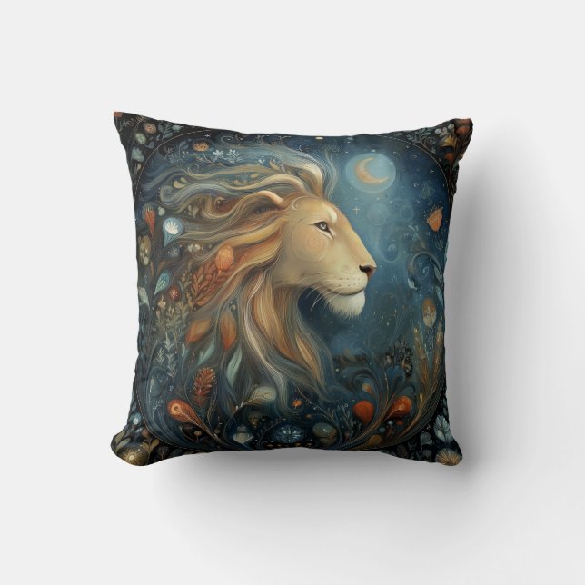 Leo Lejon Zodiac Astrologi Celestial Födelsedag Kudde (Framsida)