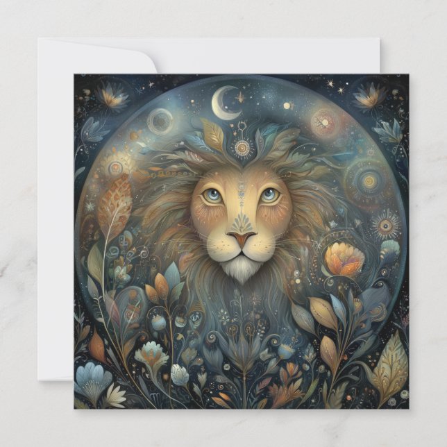 Leo Lejon Zodiac Astrologi Mystisk Födelsedag Kort (Framsida)