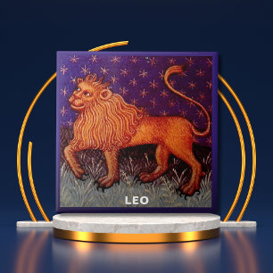 Leo Lejon Zodiac Sign Horoscope Födelsedagsfest Kakelplatta