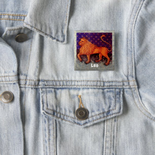 Leo Lejon Zodiac Sign Horoscope Födelsedagsfest Knapp