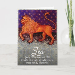 Leo Lejon Zodiac Sign Horoscope Födelsedagsfest Kort